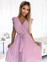 numoco Plisseekleid mit Ausschnitt und Rüschen - schmutzigrosa Numoco POLINA