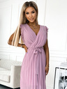numoco Plisseekleid mit Ausschnitt und Rüschen - schmutzigrosa Numoco POLINA