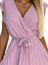 numoco Plisseekleid mit Ausschnitt und Rüschen - schmutzigrosa Numoco POLINA