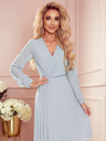 numoco Plissee-Kleid mit Ausschnitt und langen Ärmeln - grau Numoco ISABELLE