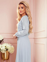 numoco Plissee-Kleid mit Ausschnitt und langen Ärmeln - grau Numoco ISABELLE