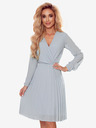 numoco Plissee-Kleid mit Ausschnitt und langen Ärmeln - grau Numoco ISABELLE