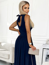 numoco Langes Kleid mit Ausschnitt und Bindeband - dunkelblau Numoco JUSTINE