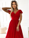 numoco Kleid mit Neckholder und kurzen Ärmeln - rot mit Glitzer Numoco MATILDE