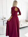 numoco Elegantes langes Maxikleid mit Spitzenausschnitt - burgunderrot Numoco AMBER
