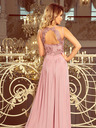 numoco Langes Kleid mit besticktem Ausschnitt - taupe Numoco LEA