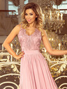 numoco Langes Kleid mit besticktem Ausschnitt - taupe Numoco LEA