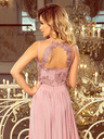numoco Langes Kleid mit besticktem Ausschnitt - taupe Numoco LEA