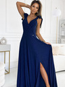 numoco Langes Kleid mit Dekolleté und Schulterbändern - dunkelblau mit Glitzer Numoco ELENA