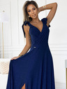 numoco Langes Kleid mit Dekolleté und Schulterbändern - dunkelblau mit Glitzer Numoco ELENA