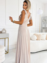numoco Langes Kleid mit schulterfreiem Ausschnitt und Schulterbändern - beige mit Glitzer Numoco ELENA