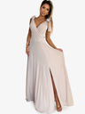 numoco Langes Kleid mit schulterfreiem Ausschnitt und Schulterbändern - beige mit Glitzer Numoco ELENA