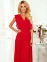 numoco Plisseekleid mit Rüschen und Ausschnitt - Rot Numoco EMILY