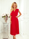 numoco Plisseekleid mit Rüschen und Ausschnitt - Rot Numoco EMILY