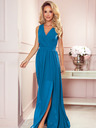 numoco Langes Kleid mit Ausschnitt und Bändern - blau Numoco JUSTINE