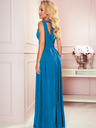 numoco Langes Kleid mit Ausschnitt und Bändern - blau Numoco JUSTINE