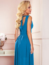 numoco Langes Kleid mit Ausschnitt und Bändern - blau Numoco JUSTINE