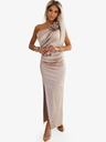 numoco Langes Kleid aus Satin mit einer Schulter und Rosen - beige Numoco AURORA