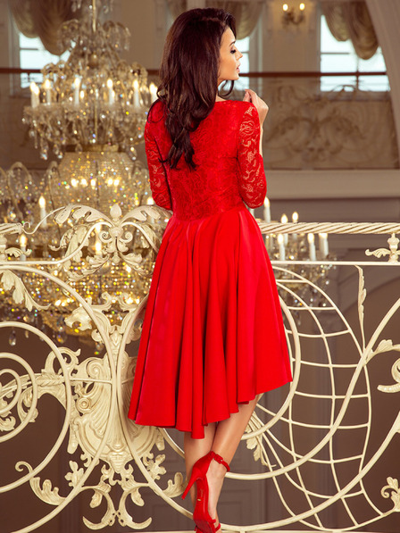 numoco Exklusives Kleid mit Spitze - rot Numoco NICOLLE