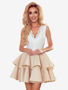 numoco Zweifarbiges Kleid mit Spitzenausschnitt und Schaumstoff - beige Numoco ZLATA