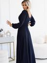 numoco Glänzendes langes Kleid mit langen Ärmeln - dunkelblau Numoco NELA