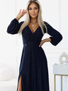 numoco Glänzendes langes Kleid mit langen Ärmeln - dunkelblau Numoco NELA