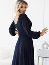 numoco Glänzendes langes Kleid mit langen Ärmeln - dunkelblau Numoco NELA