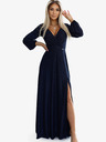 numoco Glänzendes langes Kleid mit langen Ärmeln - dunkelblau Numoco NELA