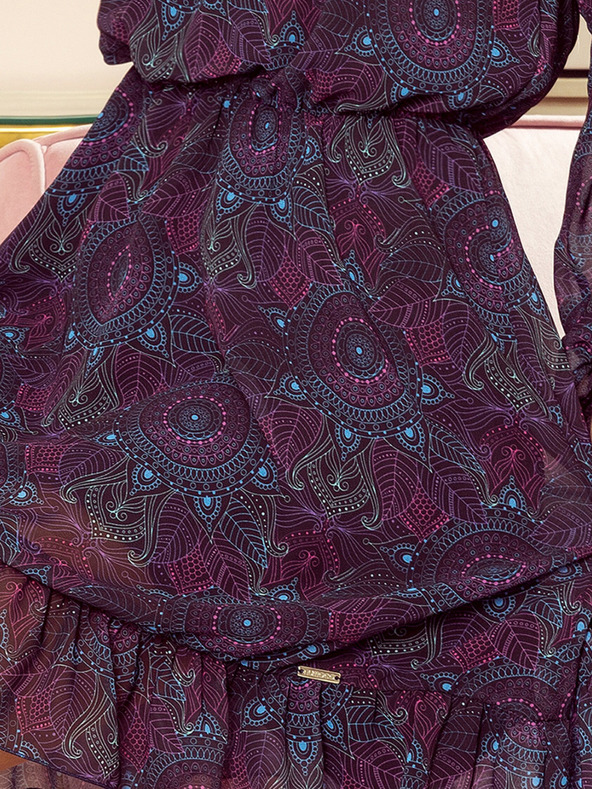 numoco Kleid mit Ausschnitt - rosa und blaue Mandalas BAKARI