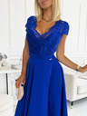 numoco Chiffonkleid mit Spitzenausschnitt - blau Numoco LINDA