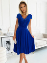 numoco Chiffonkleid mit Spitzenausschnitt - blau Numoco LINDA
