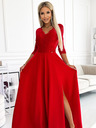 numoco Langes, elegantes Spitzenkleid mit herzförmigem Ausschnitt und Beinschlitz - rot Numoco AMBER