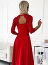 numoco Langes, elegantes Spitzenkleid mit herzförmigem Ausschnitt und Beinschlitz - rot Numoco AMBER