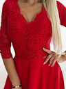 numoco Langes, elegantes Spitzenkleid mit herzförmigem Ausschnitt und Beinschlitz - rot Numoco AMBER