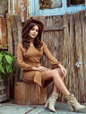 numoco Bequemes Kleid mit Taillenband - karamell Numoco JENNY