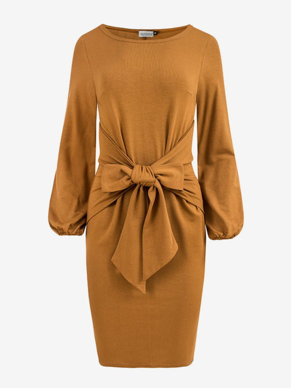 numoco Bequemes Kleid mit Taillenband - karamell Numoco JENNY