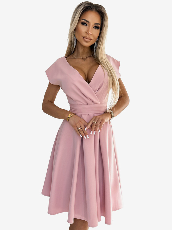 numoco Kleid mit ausgestelltem Ausschnitt - puderrosa Numoco SCARLETT