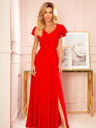 numoco Langes Kleid mit Halsausschnitt und Rüschen - Rot Numoco LIDIA