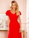 numoco Langes Kleid mit Halsausschnitt und Rüschen - Rot Numoco LIDIA