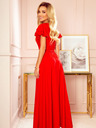 numoco Langes Kleid mit Halsausschnitt und Rüschen - Rot Numoco LIDIA