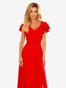 numoco Langes Kleid mit Halsausschnitt und Rüschen - Rot Numoco LIDIA