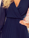 numoco Langärmeliges Kleid mit plissiertem Knopfausschnitt - navy Numoco ISABELLE