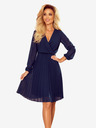numoco Langärmeliges Kleid mit plissiertem Knopfausschnitt - navy Numoco ISABELLE