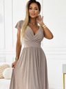 numoco Kurzärmeliges Kleid mit Rundhalsausschnitt und kurzen Ärmeln - beige mit Glitzer Numoco MATILDE