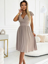 numoco Kurzärmeliges Kleid mit Rundhalsausschnitt und kurzen Ärmeln - beige mit Glitzer Numoco MATILDE