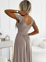 numoco Kurzärmeliges Kleid mit Rundhalsausschnitt und kurzen Ärmeln - beige mit Glitzer Numoco MATILDE