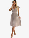 numoco Kurzärmeliges Kleid mit Rundhalsausschnitt und kurzen Ärmeln - beige mit Glitzer Numoco MATILDE