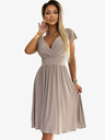 numoco Kurzärmeliges Kleid mit Rundhalsausschnitt und kurzen Ärmeln - beige mit Glitzer Numoco MATILDE