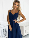 numoco Elegantes trägerloses Maxikleid - dunkelblau mit Glitzer Numoco CHIARA