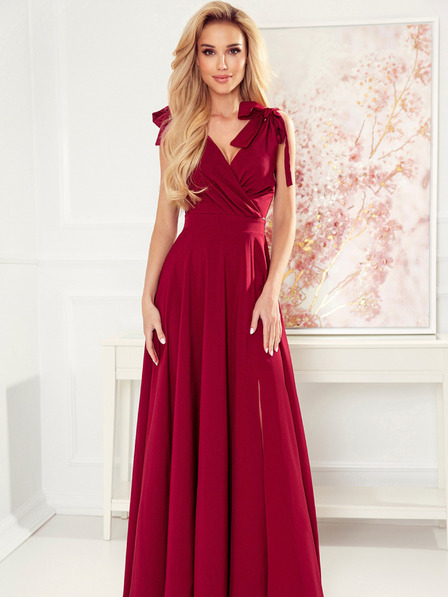 numoco Langes Kleid mit Dekolleté und Schulterbändern - burgunderrot Numoco ELENA